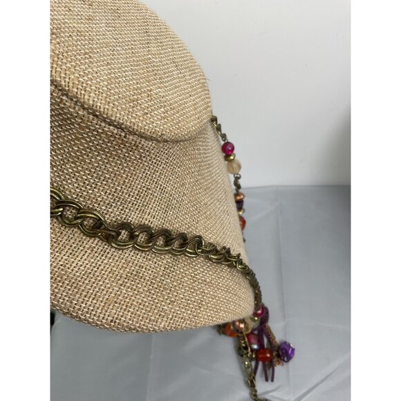 Ruby Rd. Chunky Chain Leaf Pendant Necklace With Beads & Tassel - Picture 3 of 6